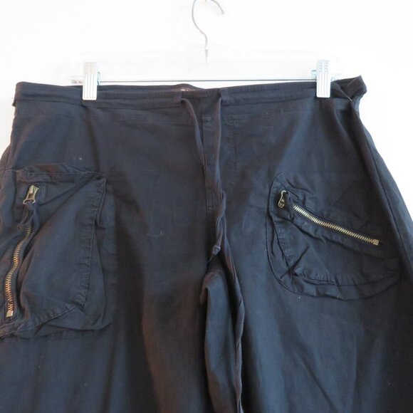 XCVI Black Straight Leg Cotton Cargo Pants Pockets Grunge Goth Alt - Picture 7 of 16